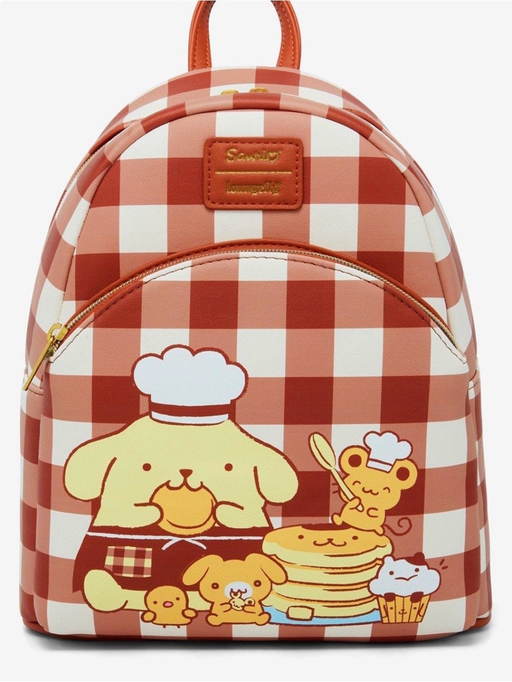 Sanrio Pompompurin Orange and Cream Check Mini Backpack